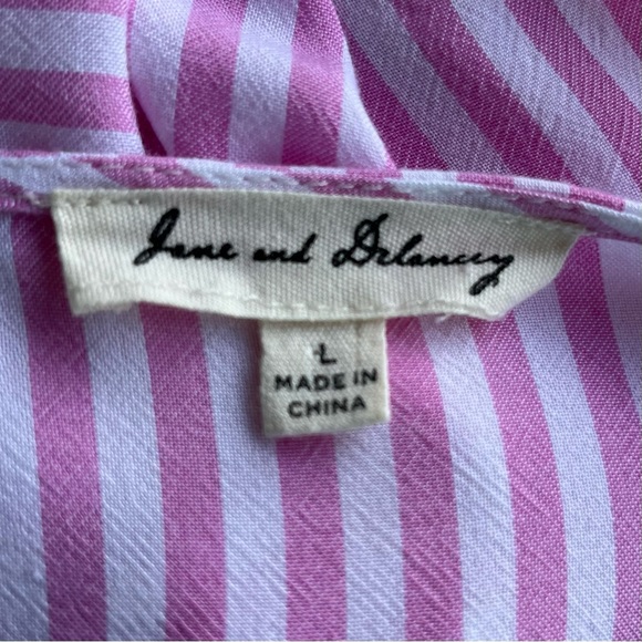 •Jane and Delancey• Pink Stripe Peplum Blouse - Size Large - Picture 2 of 9